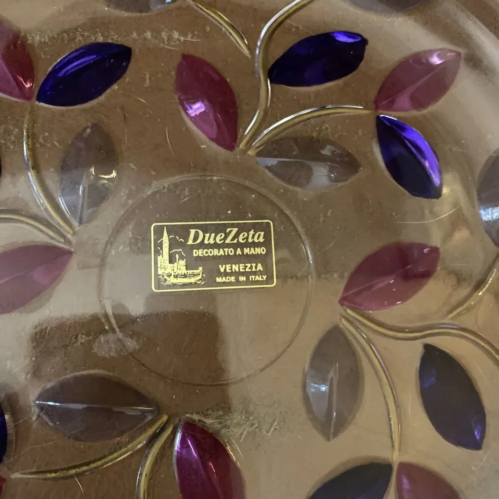 DueZeta DECORATO A MANO VENEZIA MADE IN ITALY Tree of Life Murano Glass Plate